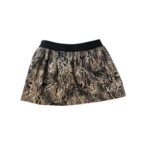 Haung Shu Chi Animal Print Mini Skirt‎ Gold Black Leopard Tiger Snake Size S